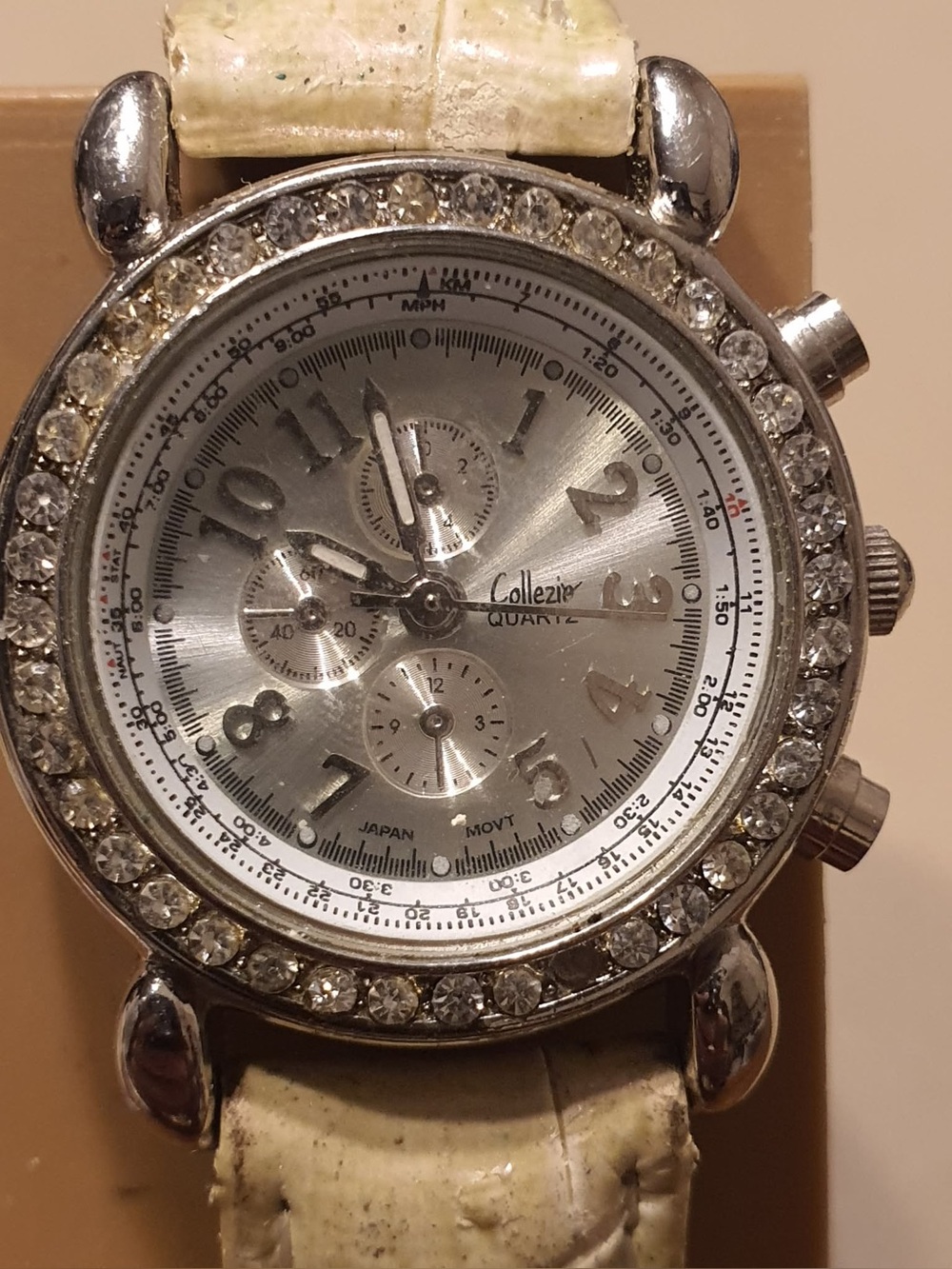 🦋10/$20🦋 Collezio Silver Rhunestone Leather Women's Watch